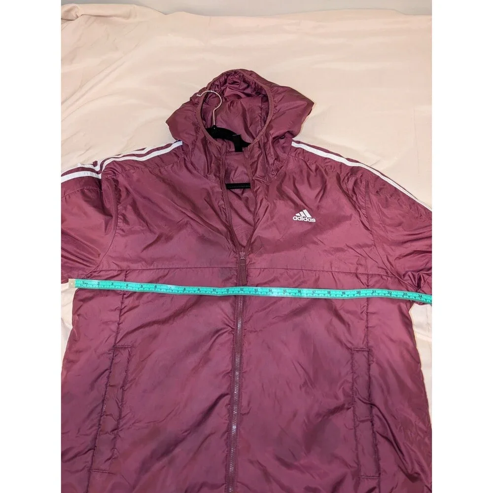 adidas Men's Burgundy Hooded Full Zip Windbreaker Jacket w/ Pockets Size L